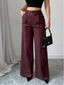 Pantalon large taille haute bordeaux des années 1960