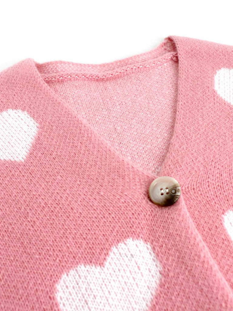 Cardigan en maille à imprimé cœur style Saint-Valentin années 1950