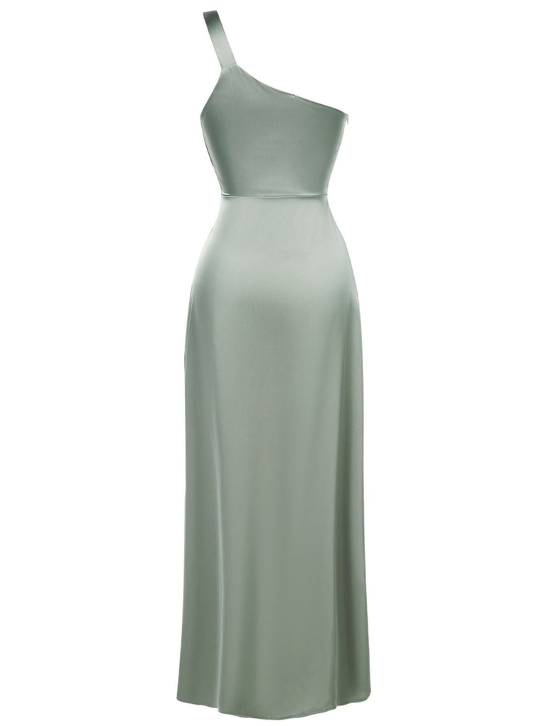 Robe de soirée une épaule en satin noire années 1940