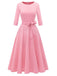 Robe trapèze manches trois-quarts à nœud papillon années 1940