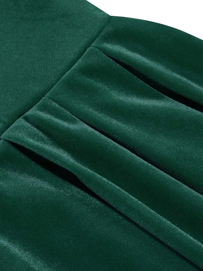 Robe de Noël en velours col carré manches longues des années 1950