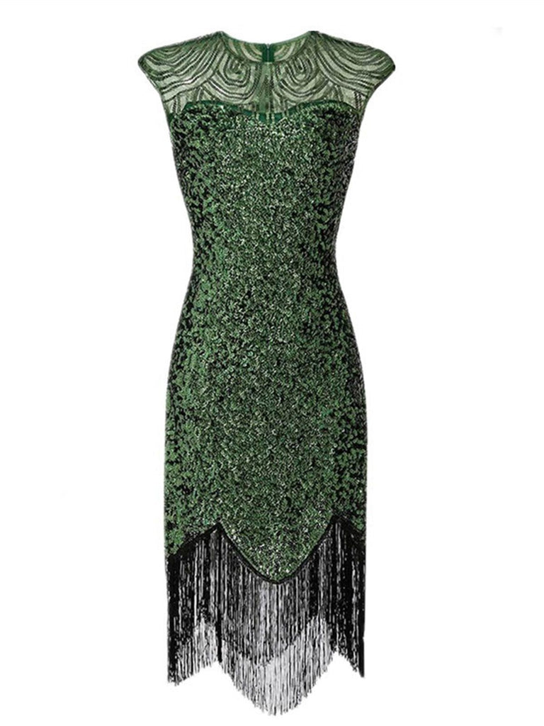 Robe de soirée à paillettes et franges des années 1920