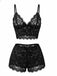 Ensemble De Pyjama Bretelles Fin Dentelle Fleurie Nœud Rouge Année 1960