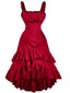 Robe à bretelles froncées et ourlet à volants années 1950