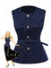 Gilet en tweed uni à boutons et ceinture années 1960