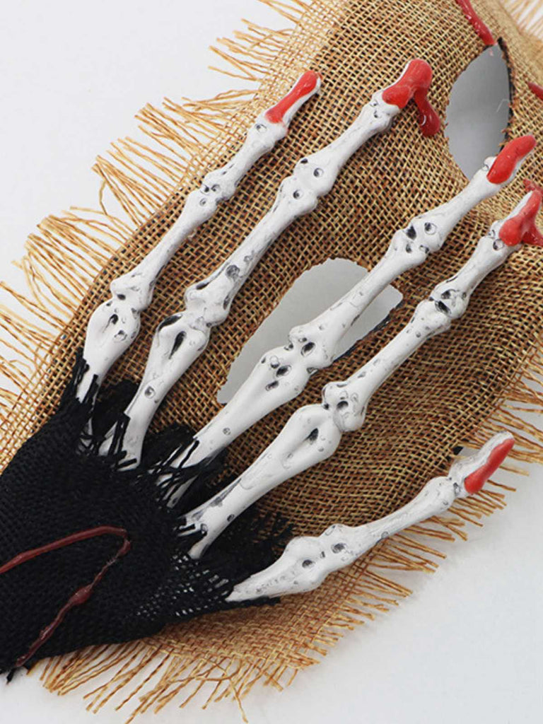 Masque pour les yeux vintage de main de squelette avec taches de sang
