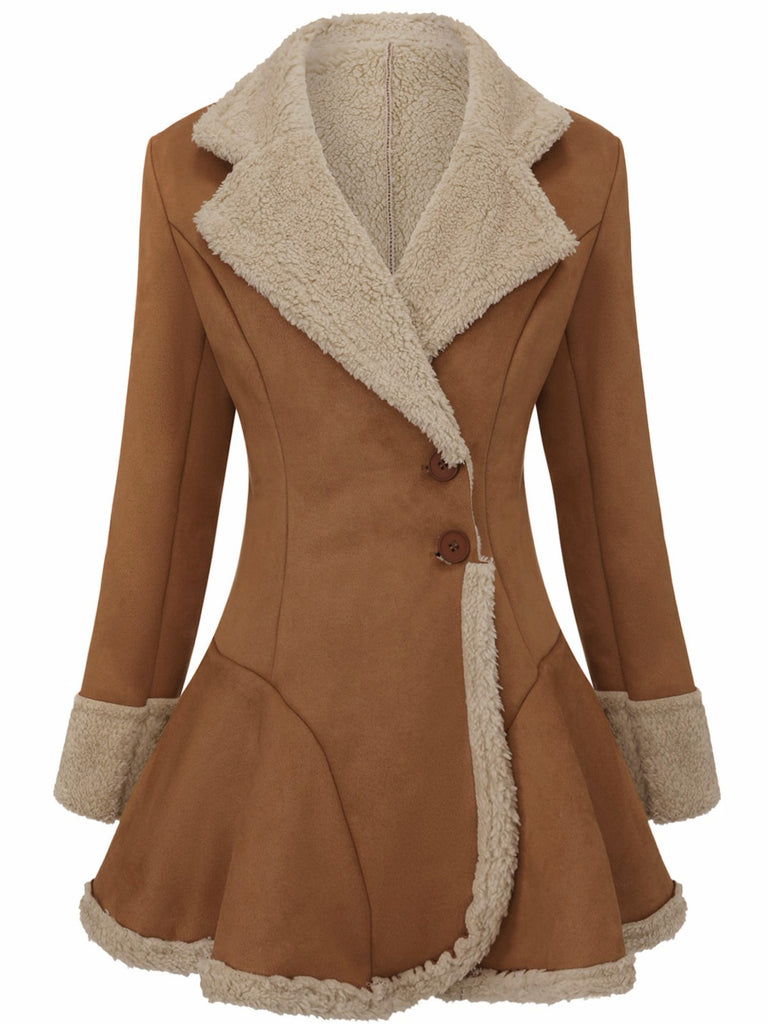 Veste en daim vintage à revers et ourlet évasé noire années 1970