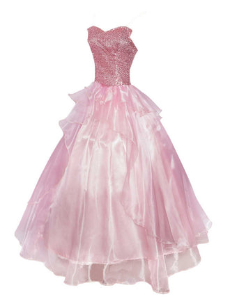 Robe princesse rose à paillettes et tulle superposé des années 1970