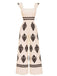 Combinaison col carré imprimé tribal bohème des années 1970