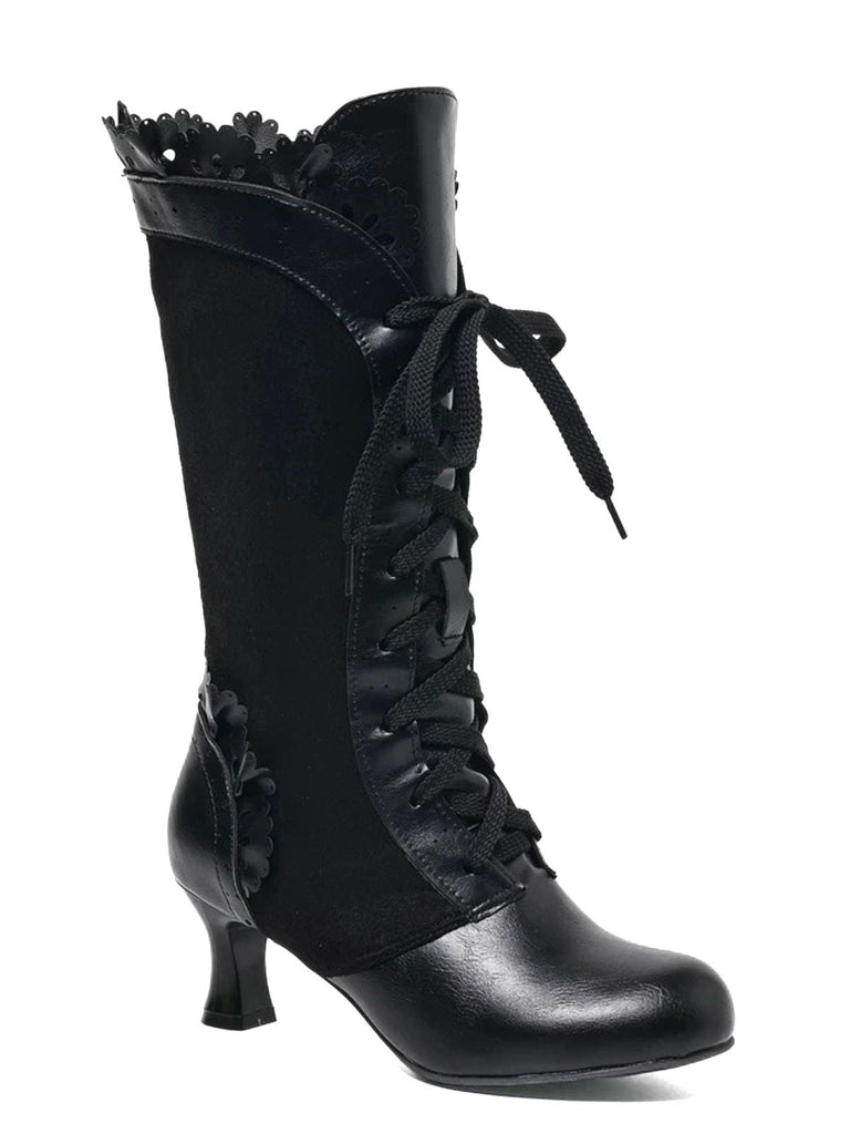 Bottines brogues vintage à lacets et talon mi-haut