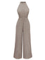 Combinaison col licou rond motif géométrique beige des années 1930