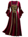 Robe Renaissance médiévale en velours à bordure dorée des années 1930