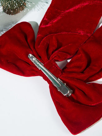 Épingle à cheveux en velours avec grand nœud de Noël