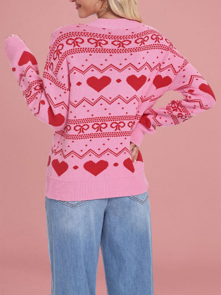 Pull de Saint-Valentin à motif cœur des années 1980