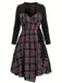 [Grande taille] Robe patchwork noire à carreaux découpés années 40
