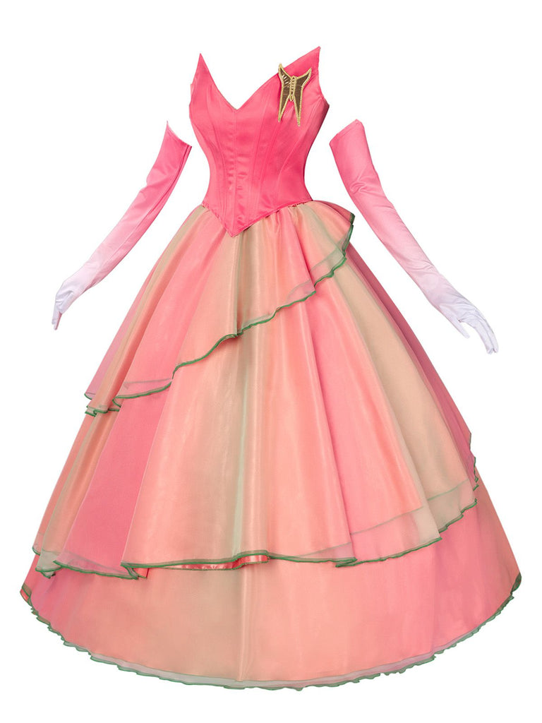 Ensemble haut et jupe rose Glinda la méchante sorcière années 1970