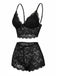 Ensemble De Pyjama Bretelles Fin Dentelle Fleurie Nœud Rouge Année 1960
