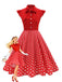 Robe noire trapèze à pois col nœud manches cape années 1950