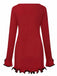 Robe rose manches longues et ourlet volants style années 60