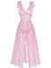 Ensemble de lingerie en dentelle transparente motif floral 3D rose années 1930