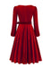 Robe de Noël en velours col carré manches longues des années 1950