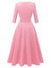 Robe trapèze manches trois-quarts à nœud papillon années 1940