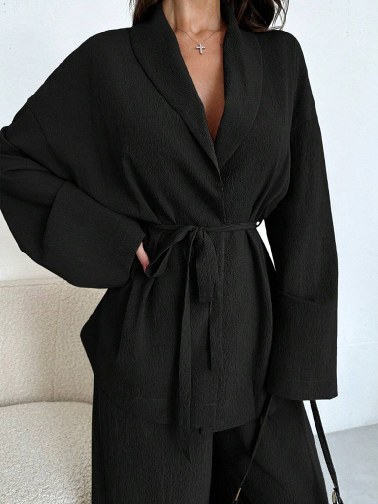 2PCS Ensemble blazer et pantalon lacets style années 1960