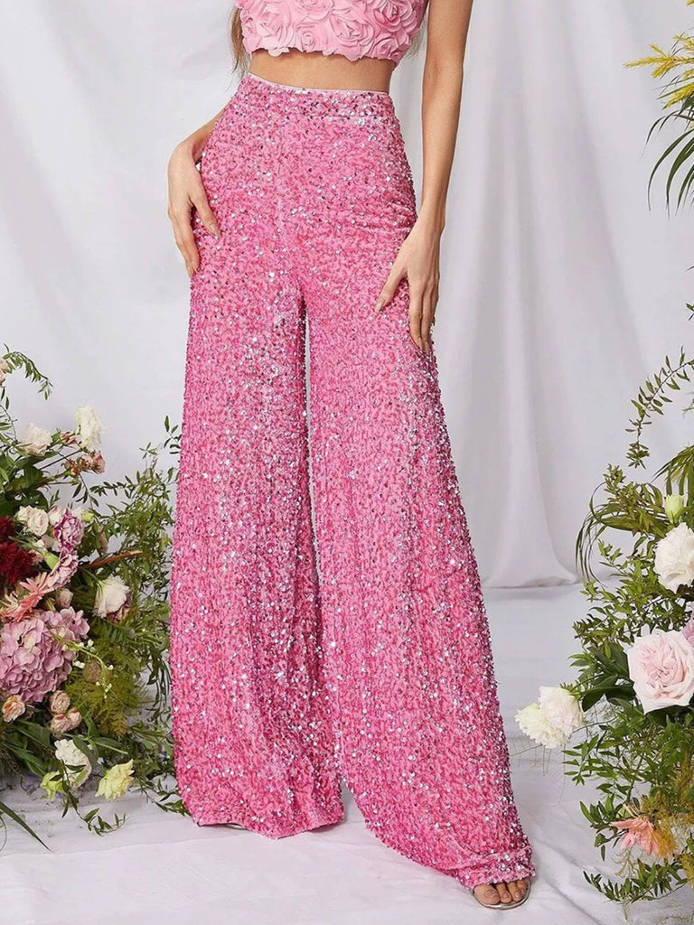 Pantalon disco sequins unis jambes larges années 70