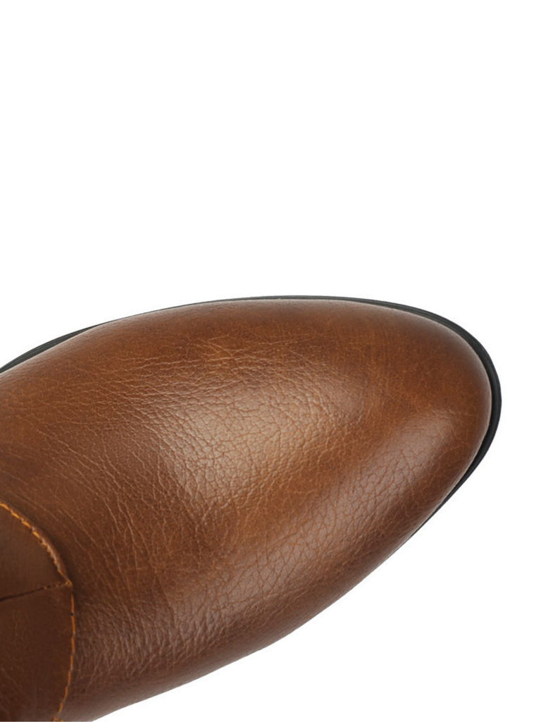 Bottes mi-mollet vintage à boucle cloutée brown