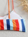 Ensemble bikini à bretelles rayures verticales contrastées nœud années 1940