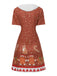Robe trapèze de Noël motif bonhomme en pain d'épice années 1960