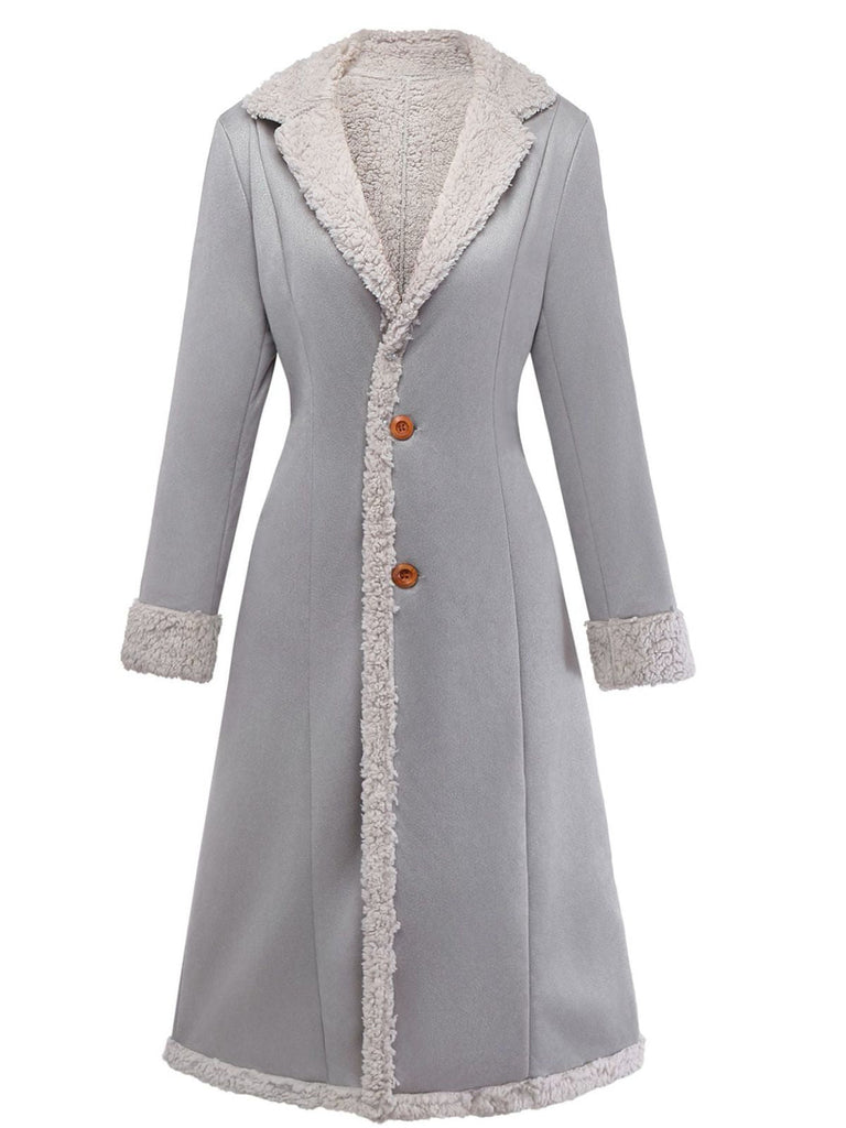 Manteau mi-long en suédine col revers uni des années 1930