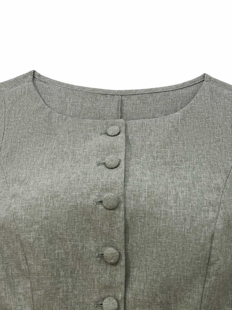 2PCS Gilet et pantalon large style bureau uni des années 1940