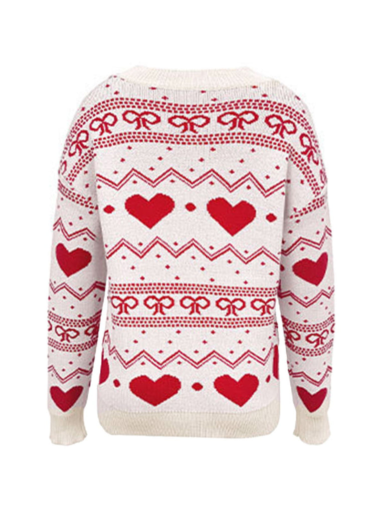 Pull de Saint-Valentin à motif cœur des années 1980