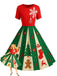 Robe trapèze rose motif flocon de neige des années 1950