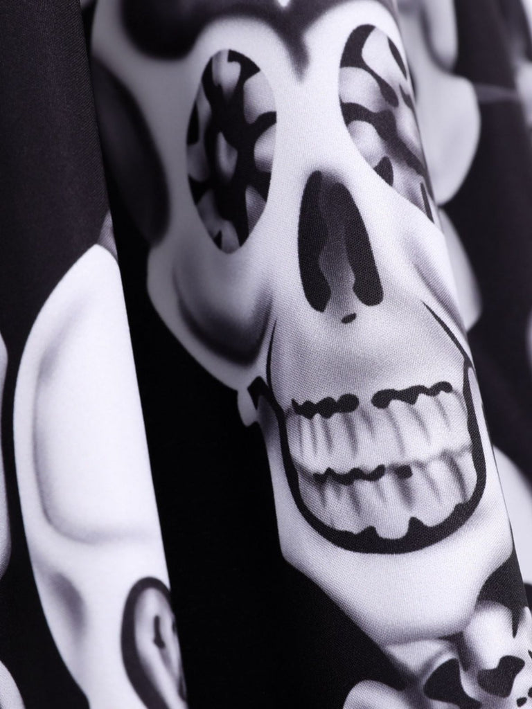 Robe trapèze à motif crâne Halloween années 1950