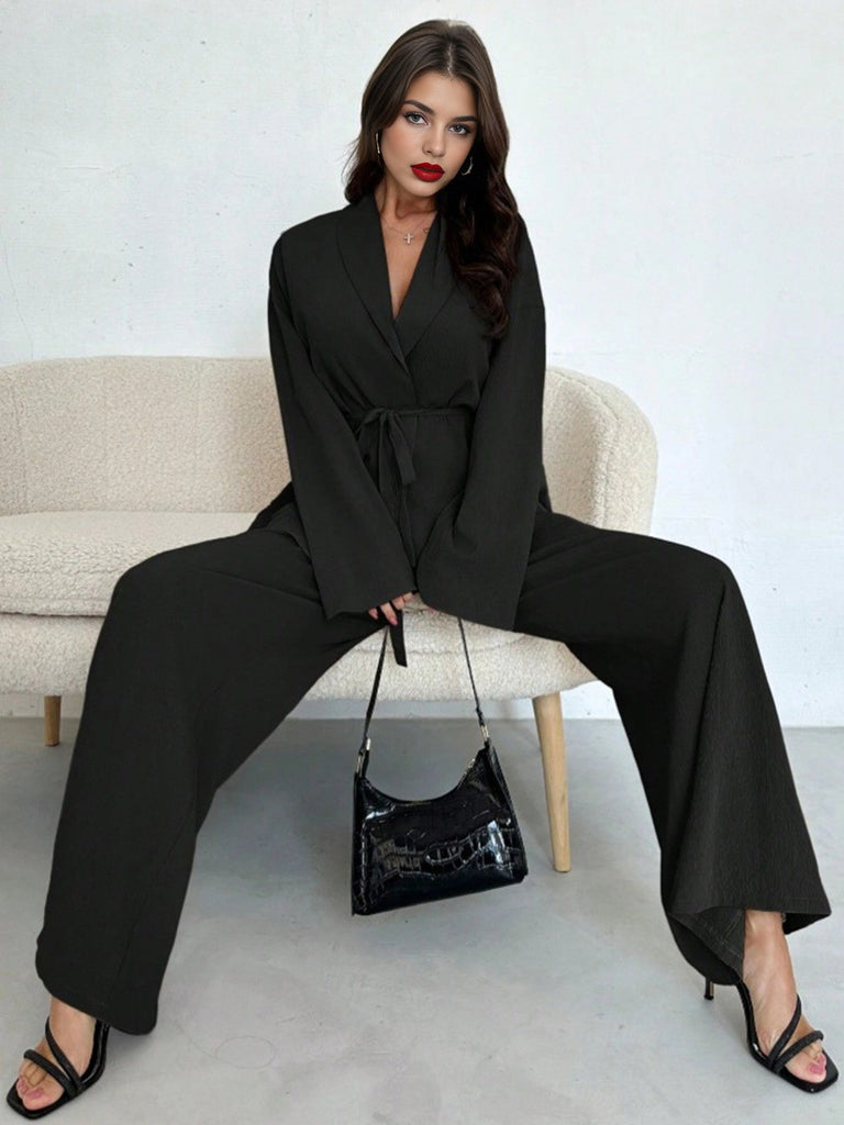2PCS Ensemble blazer et pantalon lacets style années 1960