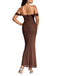 Robe Maxi Bodycon Uni Épaule Dénudée Année 1930