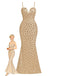 Robe de soirée dos nu sequins couleur champagne années 1930