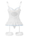 Ensemble de lingerie lacets et nœud en dentelle contrastée années 1970
