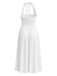 Robe à col licou unie à bretelles larges années 1940