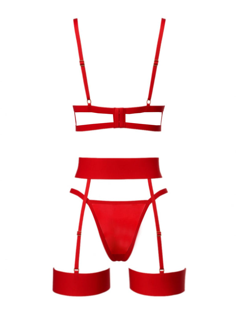 3PCS Ensemble de lingerie avec détail en dentelle et nœud des années 1980