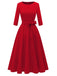 Robe trapèze manches trois-quarts à nœud papillon années 1940