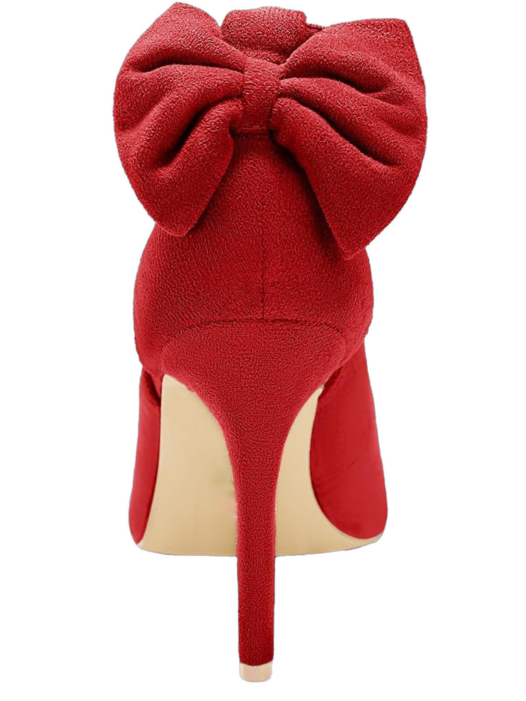 Chaussures Noires Daim Nœud Bride Cheville Bout Pointu Talon Haut