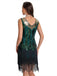 Robe Charleston à paillettes avec ourlet à franges années 1920
