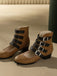 Bottes à bout rond petit talon épais et ajourées