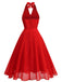 Robe dos nu en maille col V et licou des années 1950