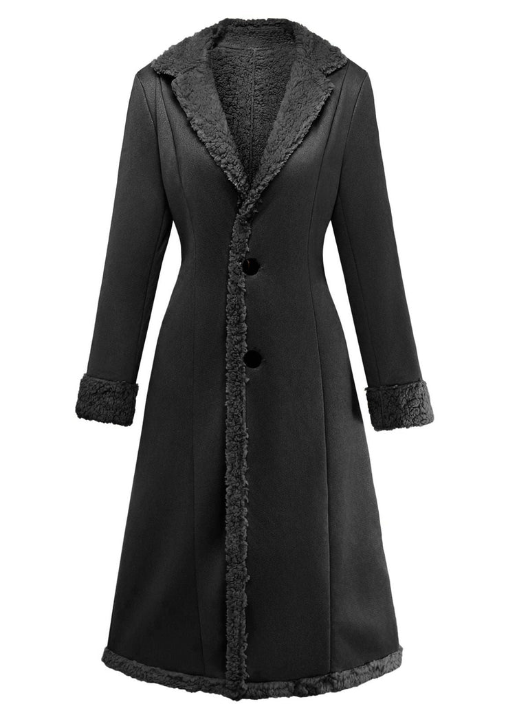 Manteau mi-long en suédine col revers uni des années 1930