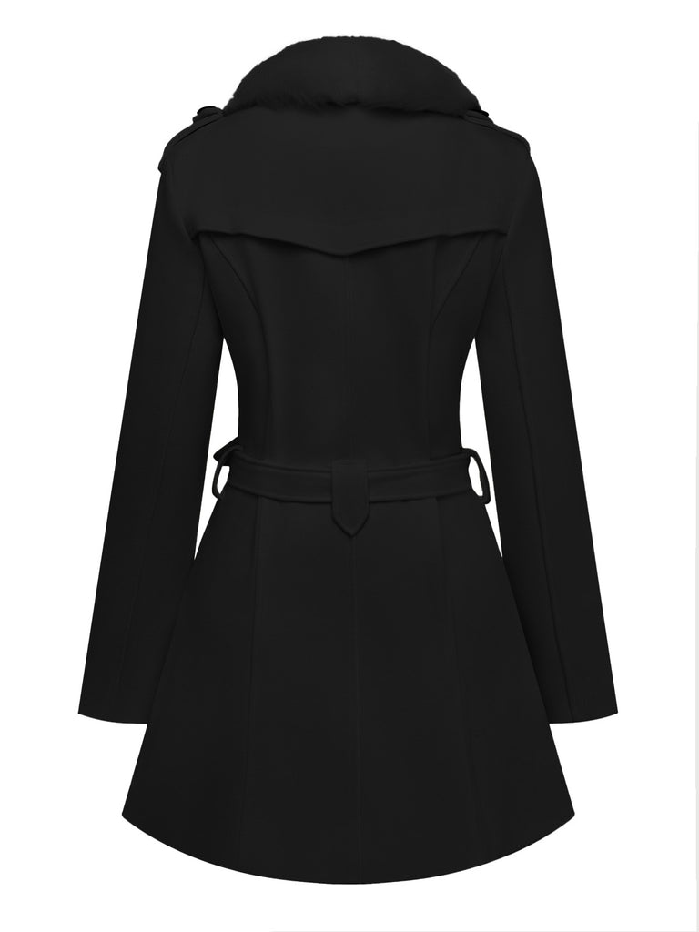 Manteau à boutons amovibles en fausse fourrure des années 1940