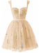 Robe courte en dentelle florale brodée années 1970